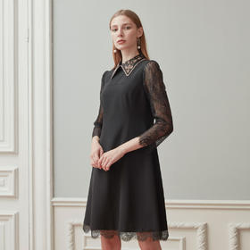 LA807斯尔丽瑟俪2021年春季上新衬衫领烫钻小礼服