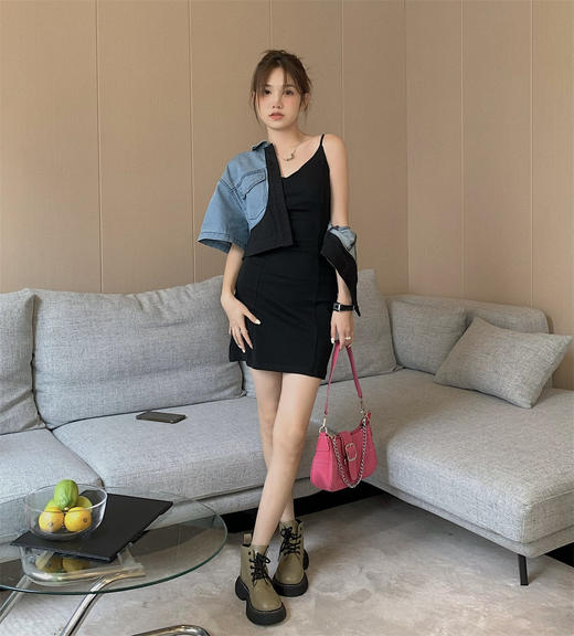 （清仓现货）【社群供V】设计感爱心撞色牛仔外套+修身吊带裙棉 商品图2