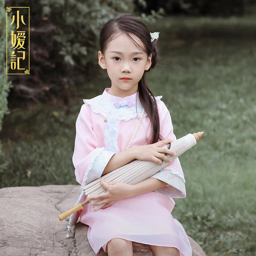 小嫒記 汉服女童秋季儿童古装中国风中袖女宝连衣裙-璎珞旗袍 商品图2