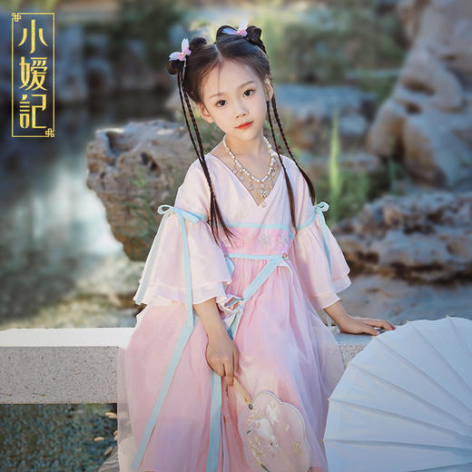 小嫒記 汉服女童秋季儿童汉服超仙中国风女宝连衣裙-海棠襦裙 商品图1