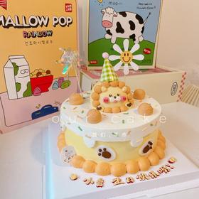 黄橙色立体小狮子蛋糕--低糖处理无添加