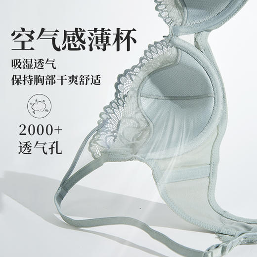 夏娃的诱惑浥轻尘组内衣女夏季薄款软钢圈大胸显小蕾丝性感文胸上托防下垂 商品图2