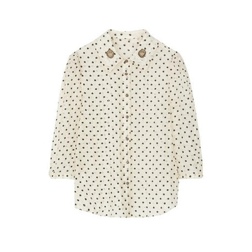 谜底天丝衬衫女2022秋新品文艺通勤植绒小花分袖上衣女223MC1166 商品图4