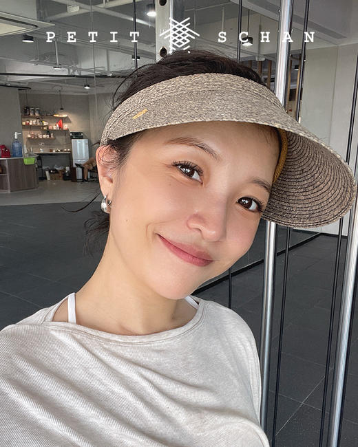 PETIT SCHAN小闪 #039 smiling cap 笑脸帽  进口拉菲草辫发箍空顶帽女防晒遮阳防紫外线帽子 商品图3