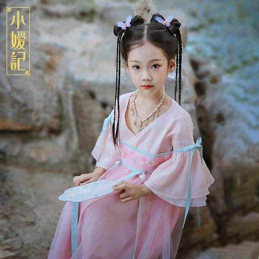 小嫒記 汉服女童秋季儿童汉服超仙中国风女宝连衣裙-海棠襦裙 商品图3