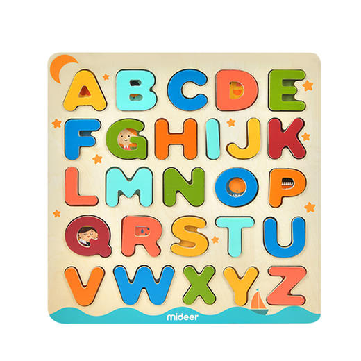 弥鹿蒙氏早教1-2岁认知手抓板木质儿童宝宝识字磁力拼图益智玩具 商品图1