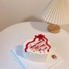 爱心形红色花朵蛋糕 -低糖处理无添加