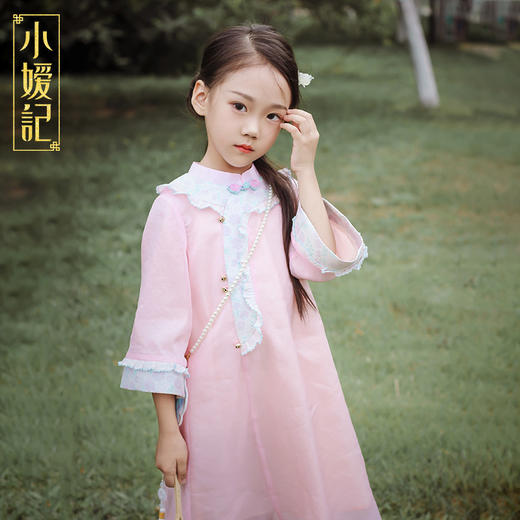 小嫒記 汉服女童秋季儿童古装中国风中袖女宝连衣裙-璎珞旗袍 商品图1
