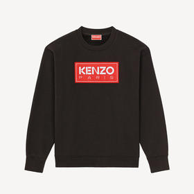 KENZO 高田贤三 女士棉质字母徽标印花圆领长袖卫衣 黑色 FC62 SW002 4MF 99J