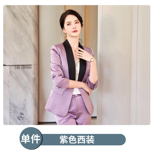XZ-LX20229608醋酸缎面小西装外套女春夏新款韩版职业装气质女神范垂感时尚 商品图5