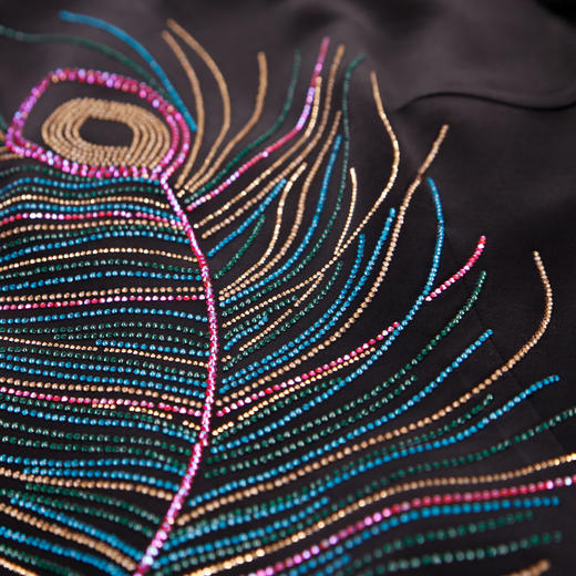 QE86B斯尔丽瑟俪2021年春季新品彩色大羽毛连衣裙 商品图3