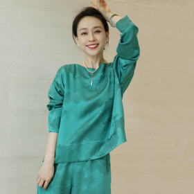 直播秒杀|盛唐牡丹 重缎香云纱女上衣短裤（套装） .潮快闪[福利品]