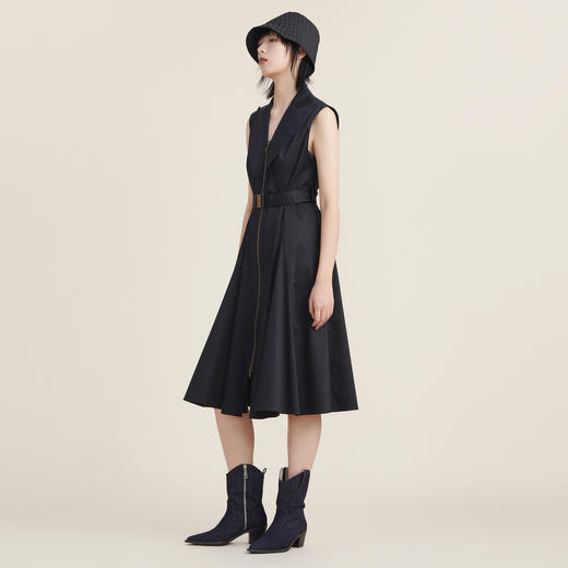 谜底赫本小黑裙2022秋新品西装领收腰中长款风衣外套女223ME1144 商品图1