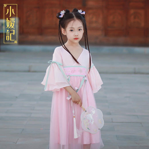 小嫒記 汉服女童秋季儿童汉服超仙中国风女宝连衣裙-海棠襦裙 商品图2