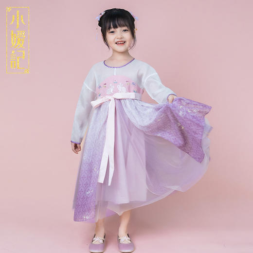 小嫒記 汉服女童秋季儿童汉服超仙中国风女宝连衣裙月兔襦裙 商品图4