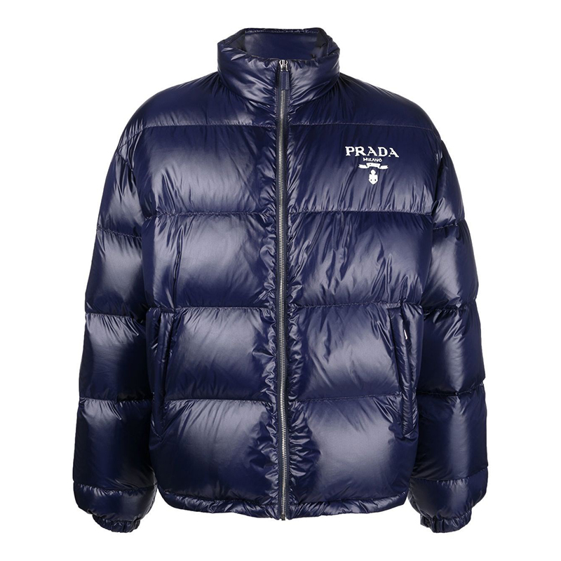 PRADA 普拉达 男士 Re-Nylon 再生尼龙字母徽标印花羽绒服 蓝色 SGC089 11A9 F0SVF