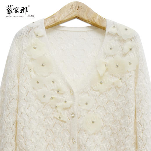 【華家那】100%山羊绒V领开衫B01-006 商品图3