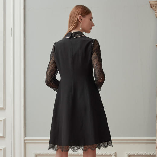 LA807斯尔丽瑟俪2021年春季上新衬衫领烫钻小礼服 商品图1