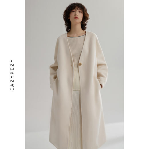 EAZYPEZY 2022AW 满月无领真丝羊毛大衣 商品图0