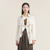 【天丝系列】谜底2022秋荷叶边中长款风衣外套女配胸针223ME1082 商品缩略图0