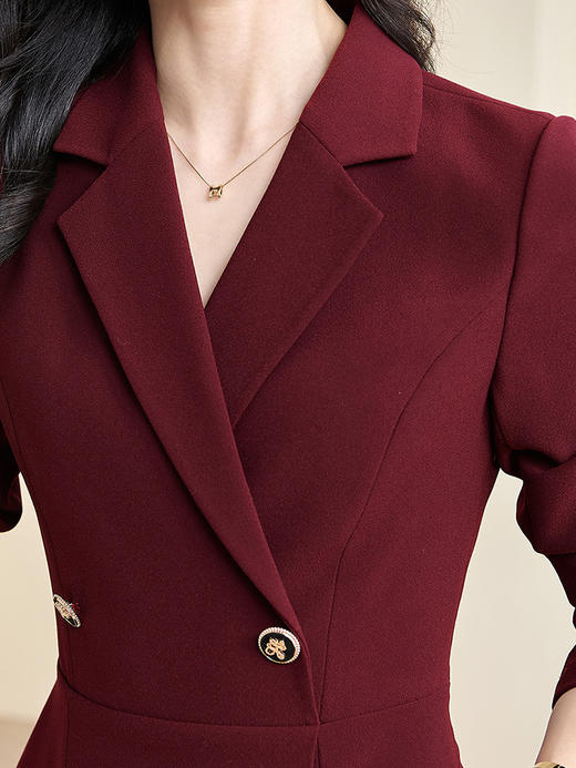 剩S 米思阳2024春季新款优雅气质通勤西装连衣裙修身显瘦长袖裙子2842 商品图4