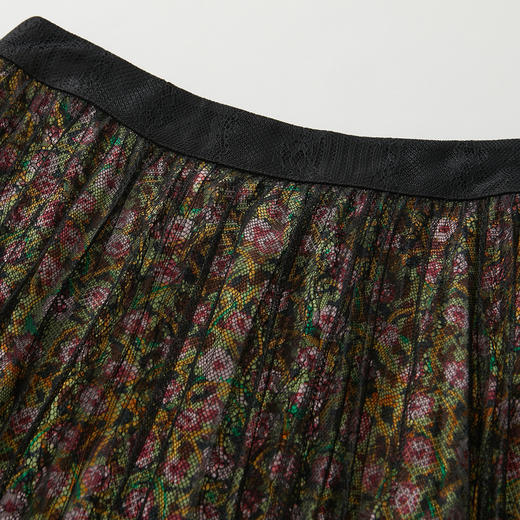 谜底蕾丝半身裙2022秋新品复古优雅小碎花天丝中长裙223MB1167 商品图3