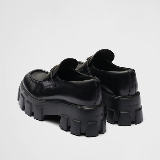 【二】PRADA 普拉达 女士 Monolith 拉绒皮革金属三角徽标乐福鞋 黑色 1D649M B4L F0002 商品图2
