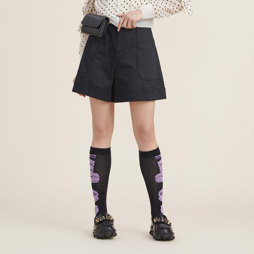 谜底短裤女2022秋新品宽松高腰外穿阔腿裤a字显瘦休闲裤223MK1139 商品图0