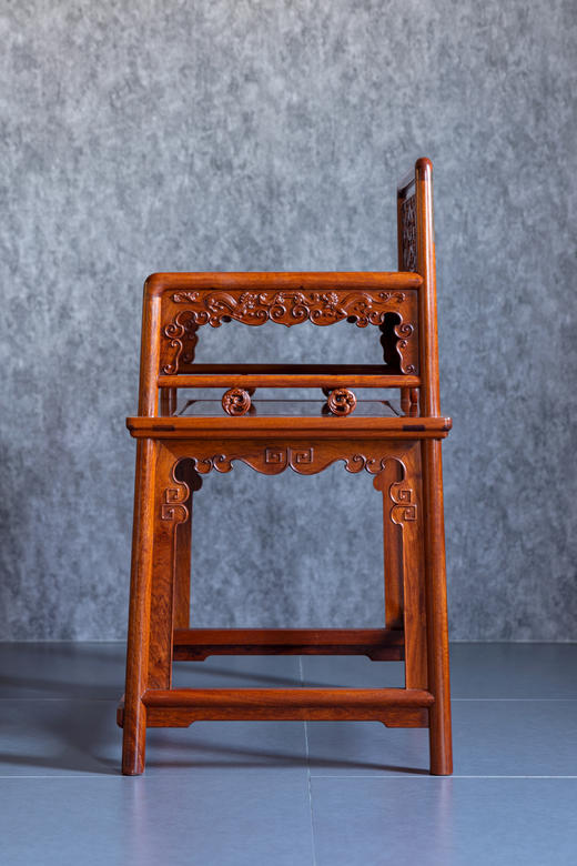 红桥红  家具严选  缅甸花梨（大果紫檀）【螭龙纹 玫瑰椅 三件套】 商品图7