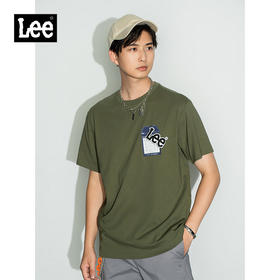 Lee商场同款22秋季新品舒适橄榄绿印花男短袖T恤LMT0036754DR-ANL