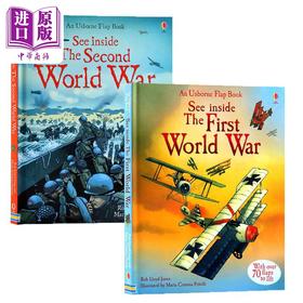 【中商原版】Usborne See Inside 尤斯伯恩看里面系列2册套装 World War 揭秘一战 二战 翻翻学翻页书 战争历史知识科普 6岁+