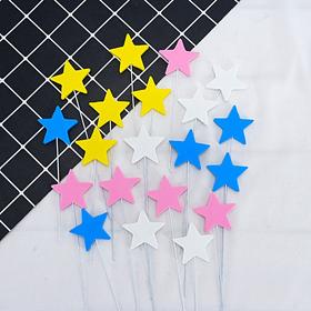 泡沫星星插件 5支装 蛋糕装饰插件 星星插牌甜品台装扮