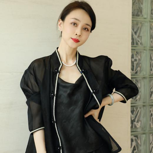 预定|盛唐牡丹 市隐系列真丝生丝硬挺小盘扣开衫 .潮快闪[福利品] 商品图1