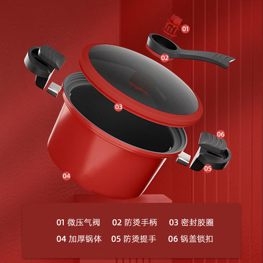 【龙的 汤锅微压不粘炖汤锅】低压力煲汤锅燃气电陶炉通用LD-TM530  真空微压 精铁打造 一体成型 多种炉灶 安全泄压 商品图4