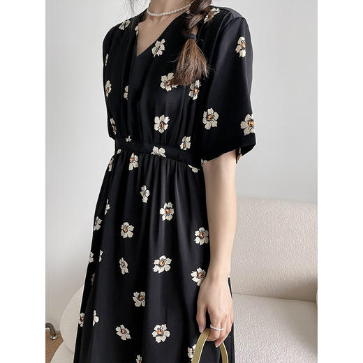 2025秋款雪纺材质V领碎花连衣裙合集 商品图5