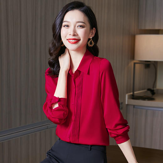 纯色立领，气质优雅真丝衬衫ASE-3565 商品图0