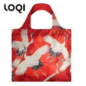德国LOQI x 荷兰国立博物馆 红白鹤WH.CR.R  日系和风 万用环保袋 再生环保材料 单肩可折叠 旅行大容量 防泼水 50g可承重40斤