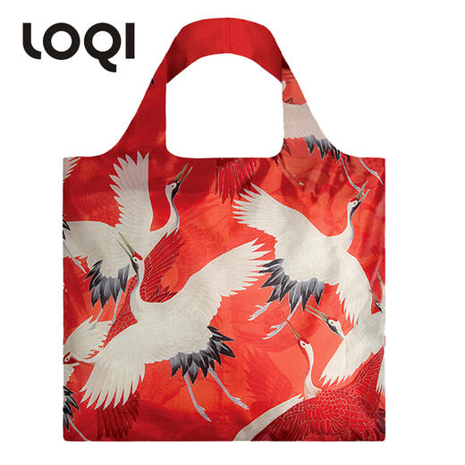 德国LOQI x 荷兰国立博物馆 红白鹤WH.CR.R  日系和风 万用环保袋 再生环保材料 单肩可折叠 旅行大容量 防泼水 50g可承重40斤 商品图0