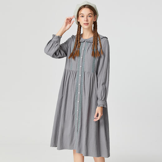 Famecoco范可儿公主领连衣裙马甲两件套春秋季品牌棉麻时尚套装女F225EA001 商品图2