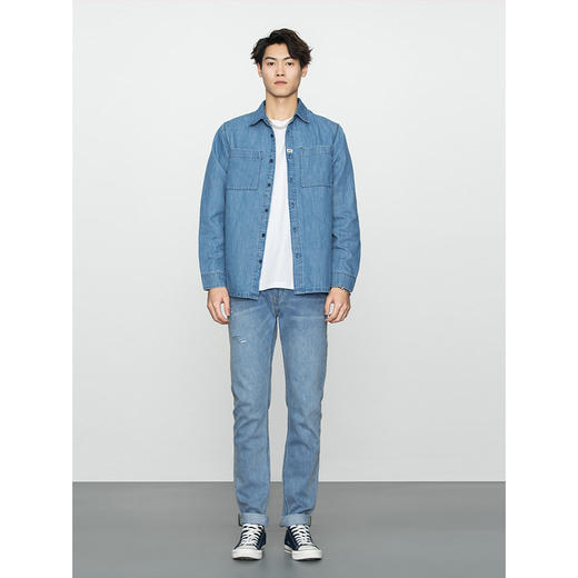 Lee商场同款22春夏新品舒适浅蓝男长袖牛仔衬衫LMT001591100-498 商品图2