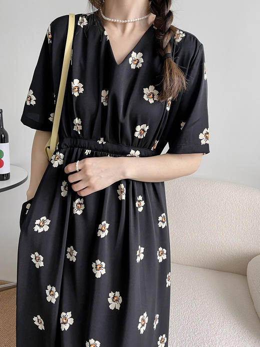 2025秋款雪纺材质V领碎花连衣裙合集 商品图4