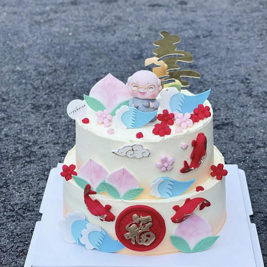 福如东海 · 奶油蛋糕 （实物无金粉装饰） 商品图1