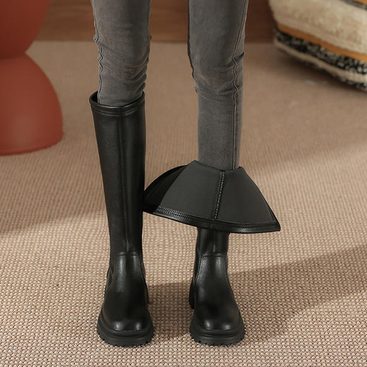 【成熟稳重，久穿不松垮】长靴不过膝靴子女骑士靴显瘦高筒靴粗跟厚底秋冬款女士靴子 商品图2
