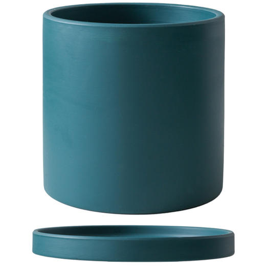 「送托盘！精美陶瓷花盆」直筒北欧风莫兰迪色陶瓷花盆带托盘绿植盆栽鲜花绿萝仙人掌大号盆 商品图4