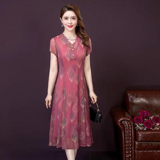 YMR-阔太太夏装新洋气中年妈妈连衣裙短袖裙子连衣裙 商品图4