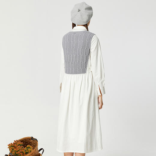 Famecoco范可儿毛衣拼接连衣裙假两件秋冬长袖衬衫裙原创小众设计 商品图3