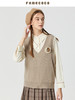 Famecoco范可儿羊毛针织马甲背心女春秋V领无袖叠穿毛衣坎肩纯色F225CA023 商品缩略图1