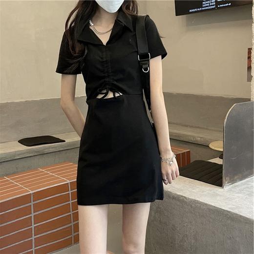 （清仓现发）【社群供G】2022夏季polo连衣裙设计感假两件抽绳褶皱连衣裙 商品图1