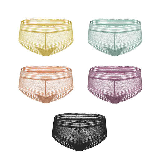 HSIA遐her space蕾丝内裤女纯棉裆底无痕性感舒适透气贴身超薄款中腰平角裤 商品图3