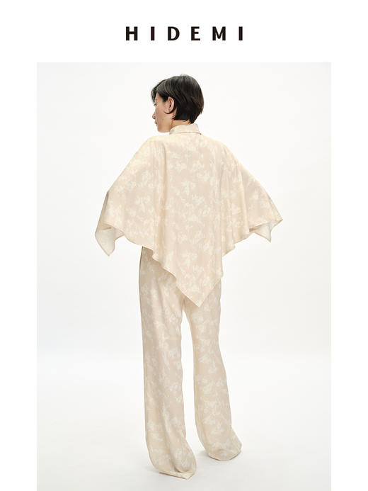 HIDEMI 裸⾊抽象印花⽃篷式设计感衬衫套装 衬衫/⻓裤 商品图7